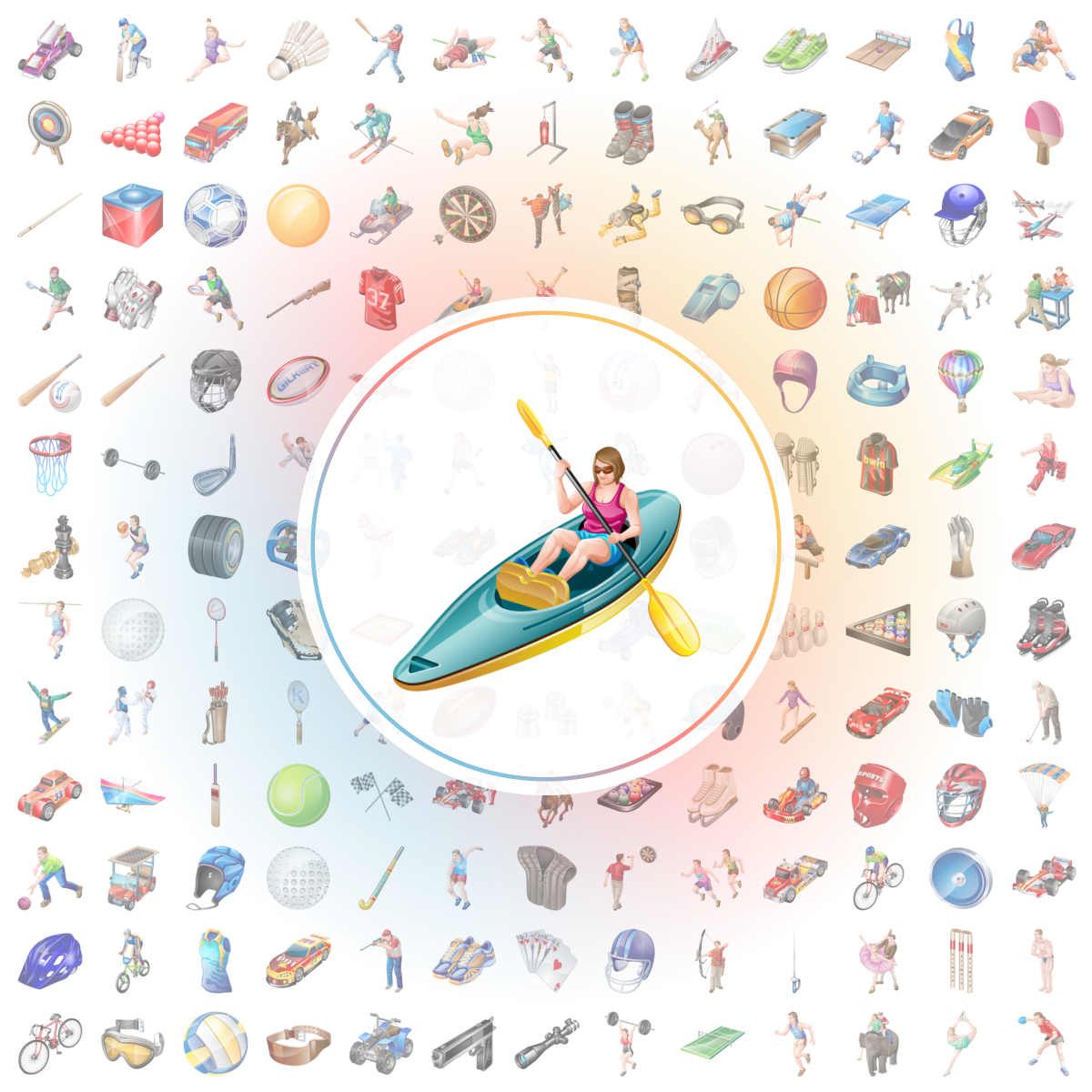 Kayaking Icons Iconshock
