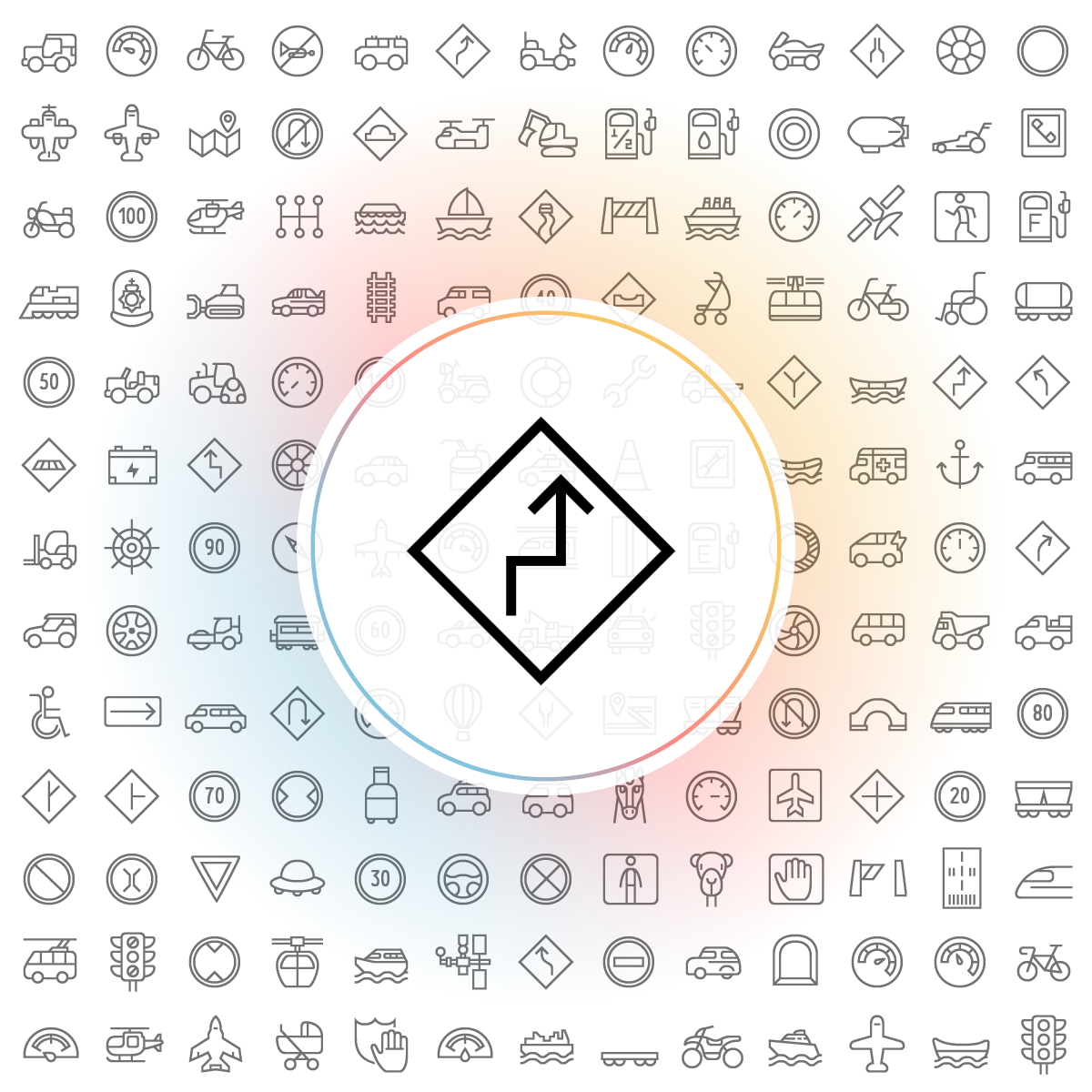 Sign reverse turn right Icons Iconshock