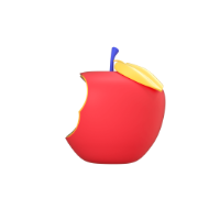 bitten apple 3d icon small front