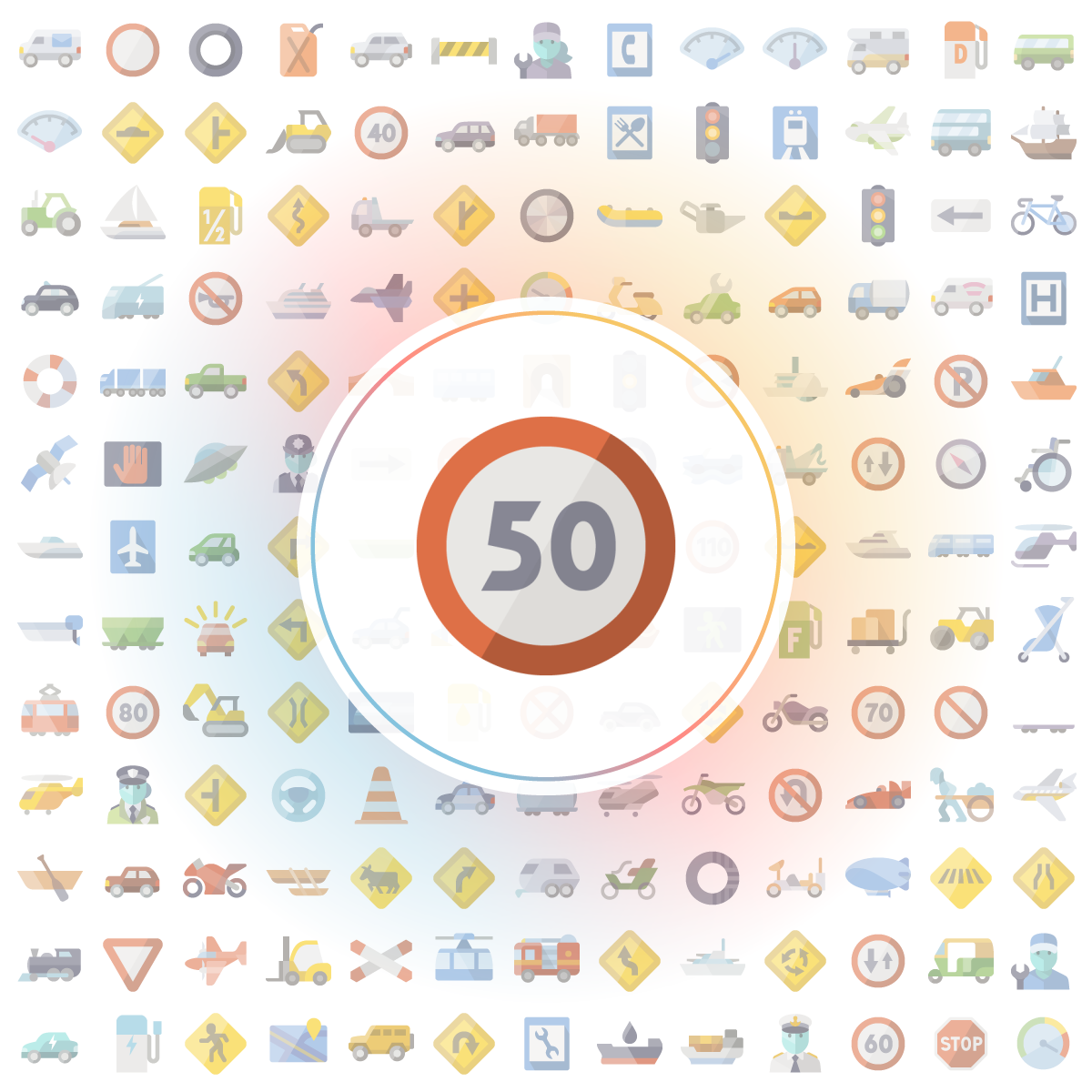Sign max speed 50 Icon - Iconshock