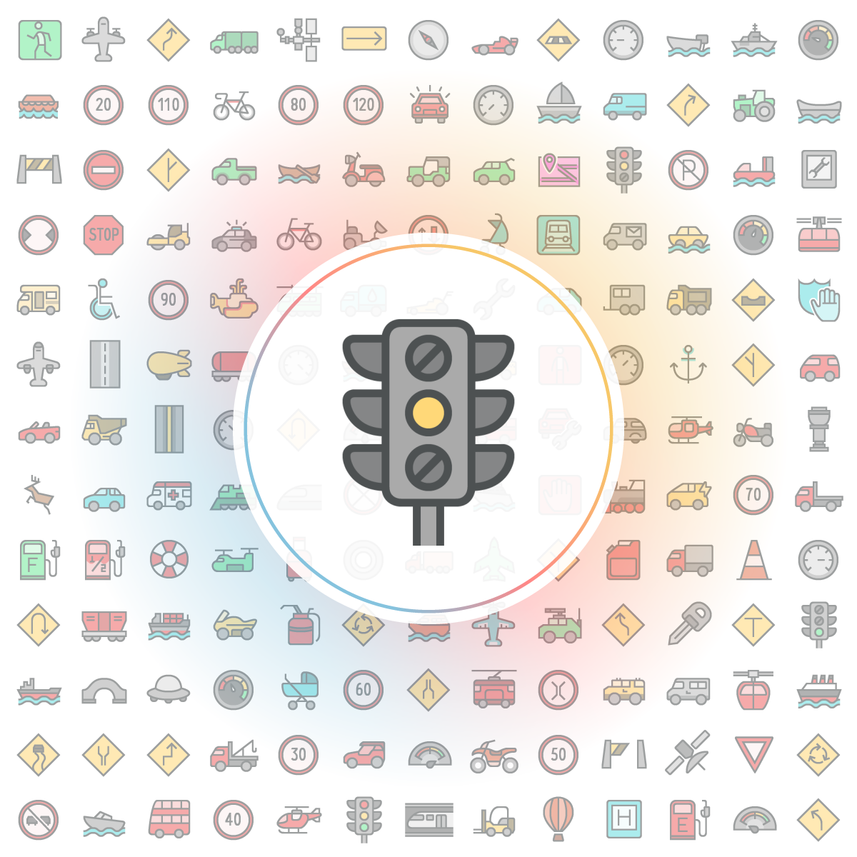Traffic light amber Icon - Iconshock